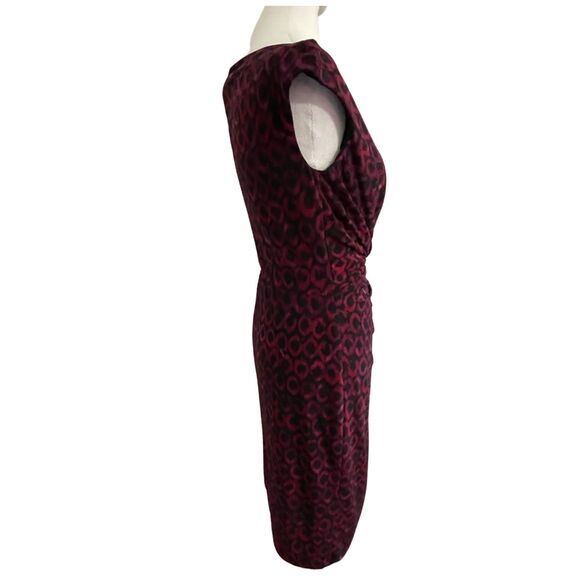 Lauren Ralph Lauren Wine Fuchsia Leopard Sheath Dress Size 4 - Picture 4 of 13